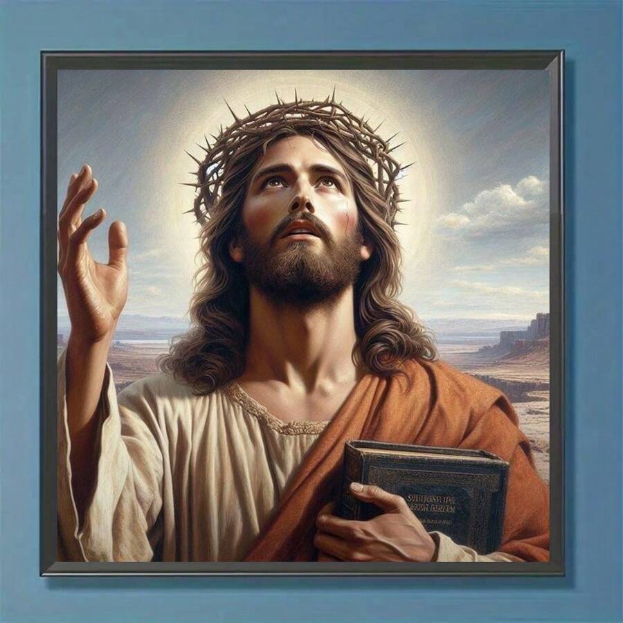 1 pieza Juego de pintura de diamantes de diseño religioso premium, Juego de arte de diamantes 5D para decoración de sala, lugar, oficina, Juego de pintura de diamantes DIY, manualidad de alivio del estrés de ocio con efecto de puntillismo de diamante perfecto