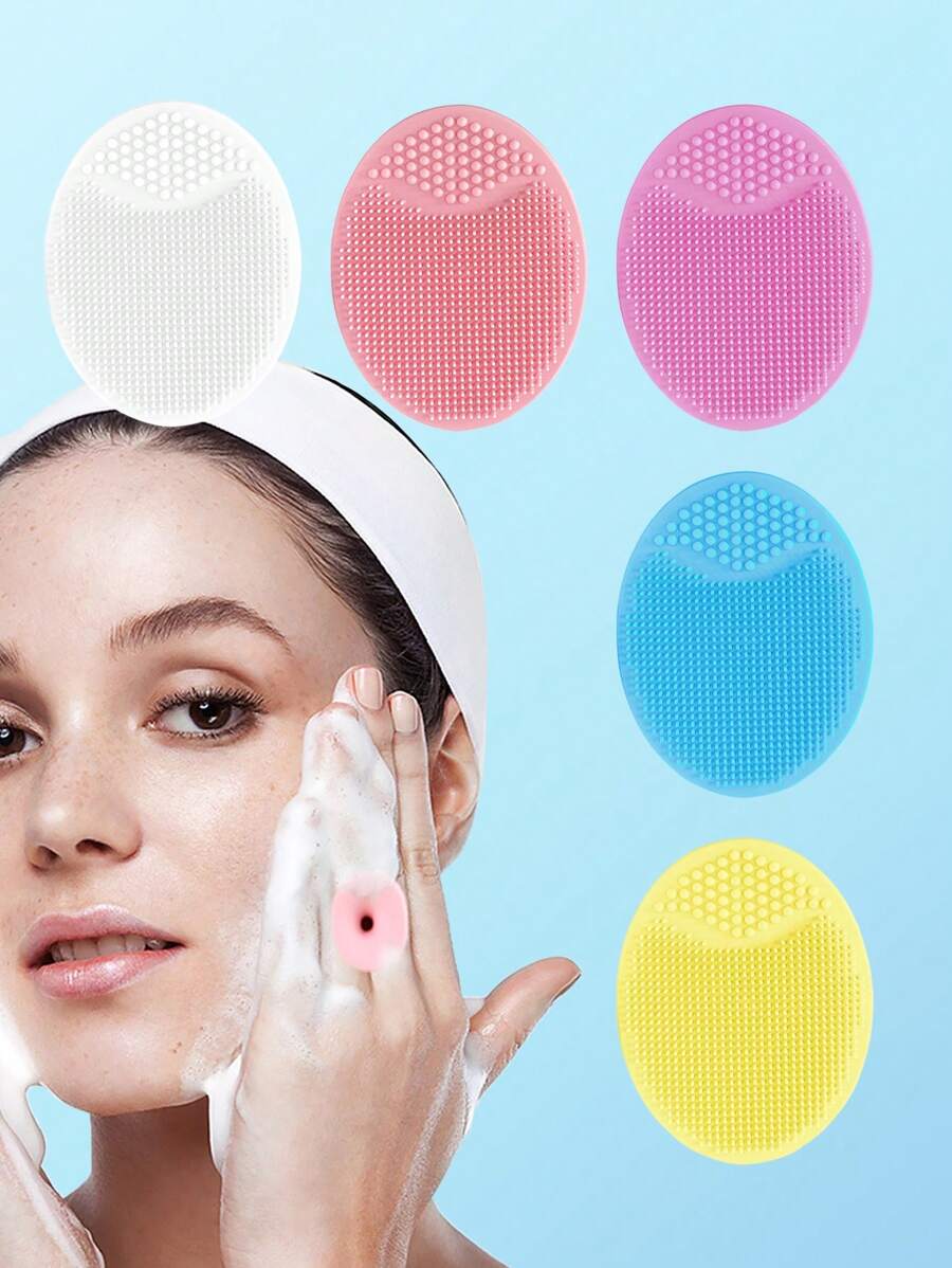 baopinger 1 Pieza Cepillo de limpieza facial, cepillo ovalado manual, cepillo de lavado facial de silicona integral, limpieza profunda, masaje, herramientas de cuidado facial/piel, artículos de viaje, bodas, fiestas de Navidad, regalos para madres, hogar, cumpleaños, herramientas de belleza, cepillo rosa