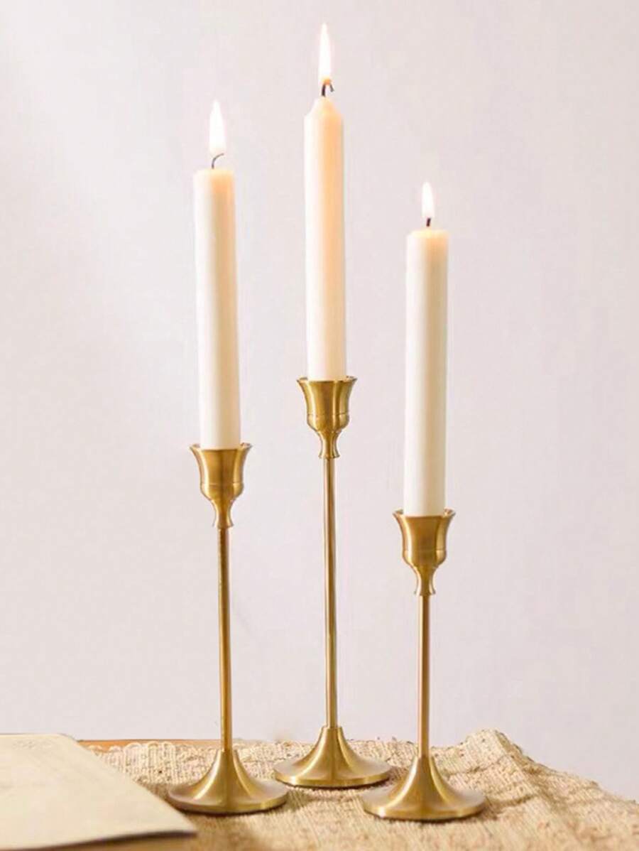 1 st. Vintage stijl messingkleurige kaarsenhouder basis, romantische kerst kaarslicht diner decoratie, bruiloft rekwisiet