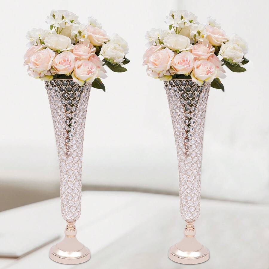 2/4Pcs Crystal Wedding Flower Vase Table Decorative Centerpiece For Wedding, Crystal Flower Stand Home Decoration