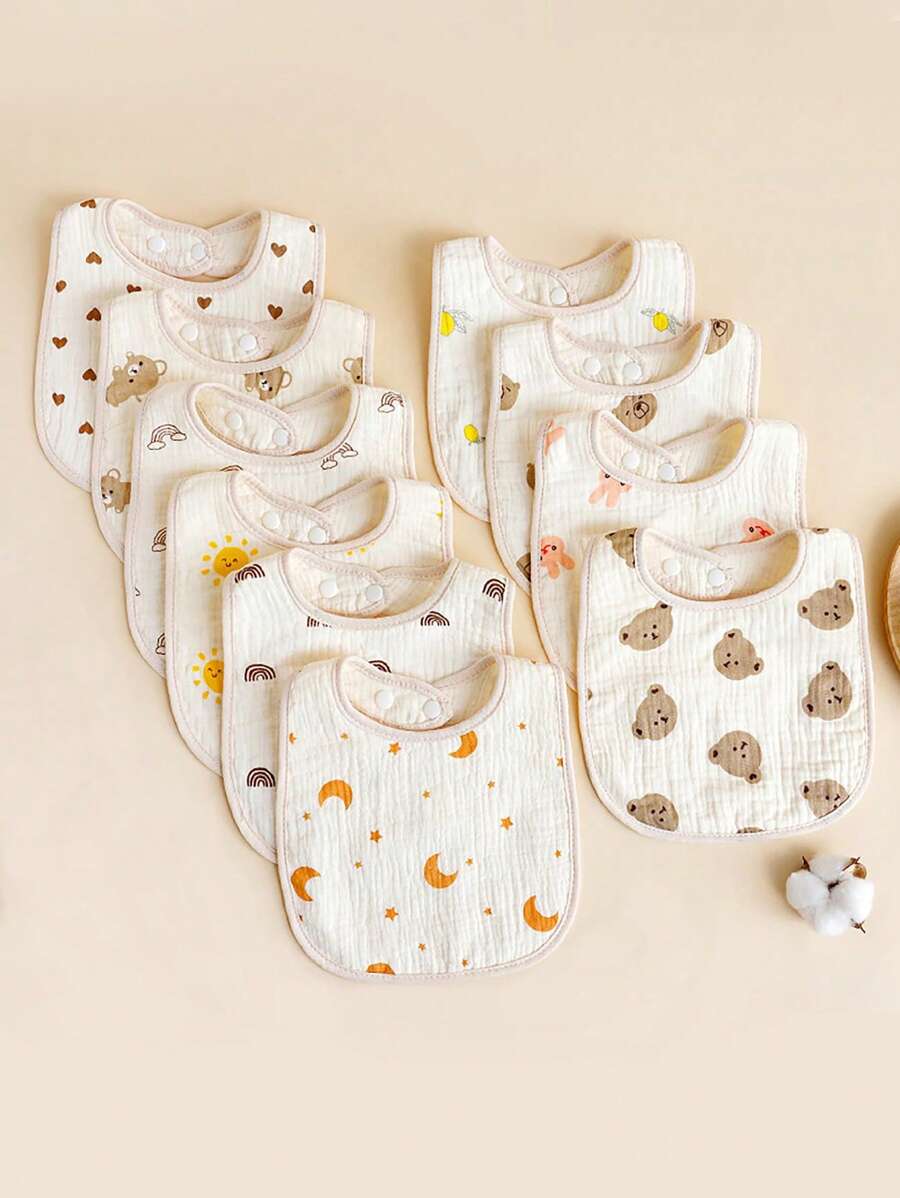 Bavoirs bébé, bavoirs en gaze en forme de U, bavoirs en mousseline respirants et absorbants
