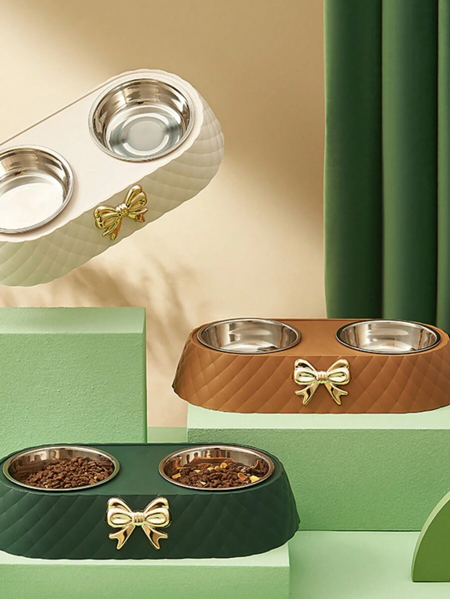 Nouveau bol à aliments en acier inoxydable antidérapant et détachable pour amateurs de chats/chiens et mamans d'animaux de compagnie, avec décoration papillon. Forme de diamant, cadeau pour amateurs de chats/chiens et mamans d'animaux de compagnie