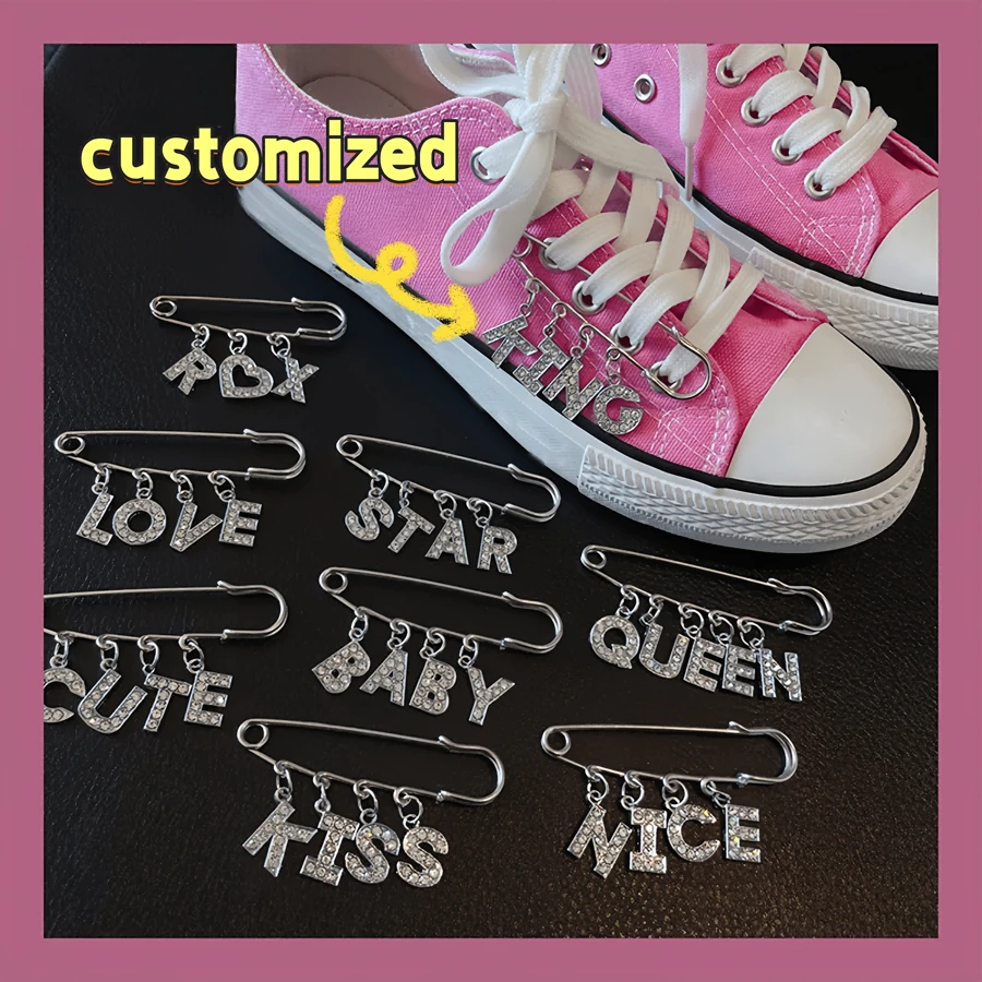 1 Stück personalisierter Valentinstag Buchstaben Metall Kristall Schnürsenkel Schnalle, DIY Dekoration für Leinenschuhe, Geburtstagsgeschenk