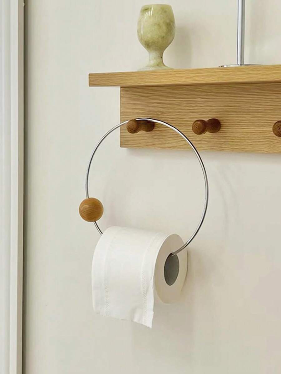 1 pieza Soporte simple para papel higiénico, Anillo decorativo de toalla de alta gama, Soporte para exhibición de papel de tejido, Montado en la pared sin taladro, Decoración del hogar y del baño, Organizador del baño, Decoración de otoño, Regreso a la escuela