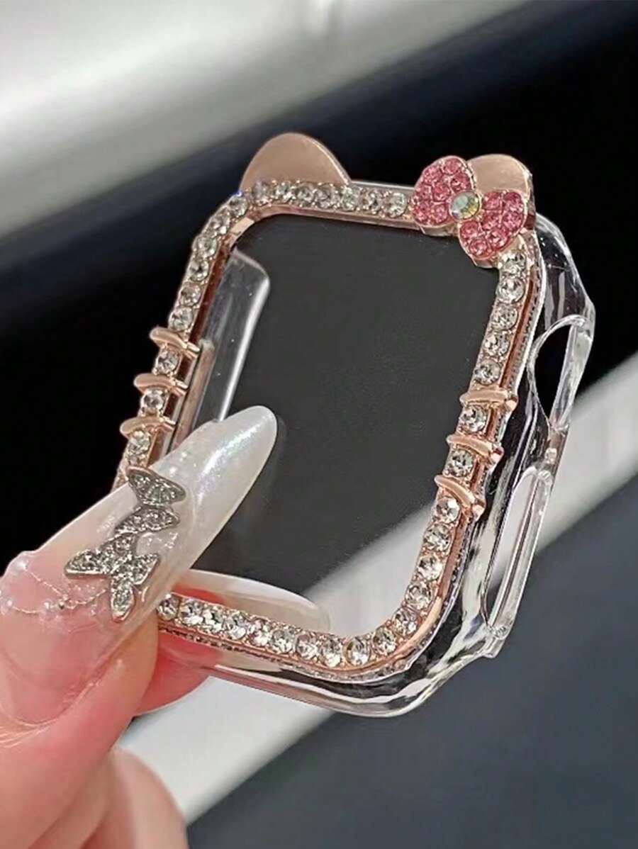 Sanrio 1pc Multifunctional Rhinestone Studded KT Cat Design Watch Case Compatible With Apple Watch S10 Series 987654SE, 40mm/41mm/42mm/44mm/45mm/46mm (Watch And Strap Not Included)