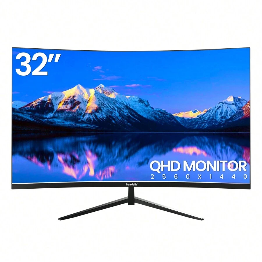 GAWFOLK Gawfolk Monitor 32 Inch Computer Monitor QHD (2560 X 1440) 2K 1500R Curved Computer Monitors 75HZ PC Monitors VA Screen For Home, Office And Dormitory,Support Wall Mount- Black