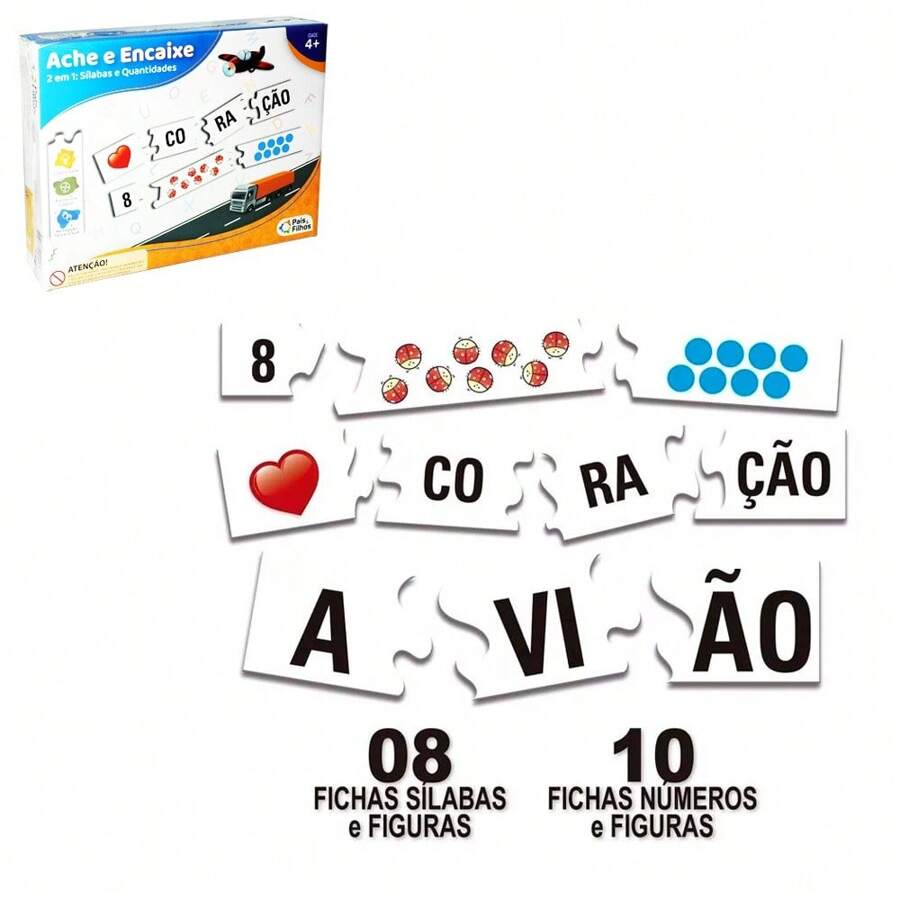 Jogo Ache e Encaixe 2 em 1 Sílabas e Quantidades