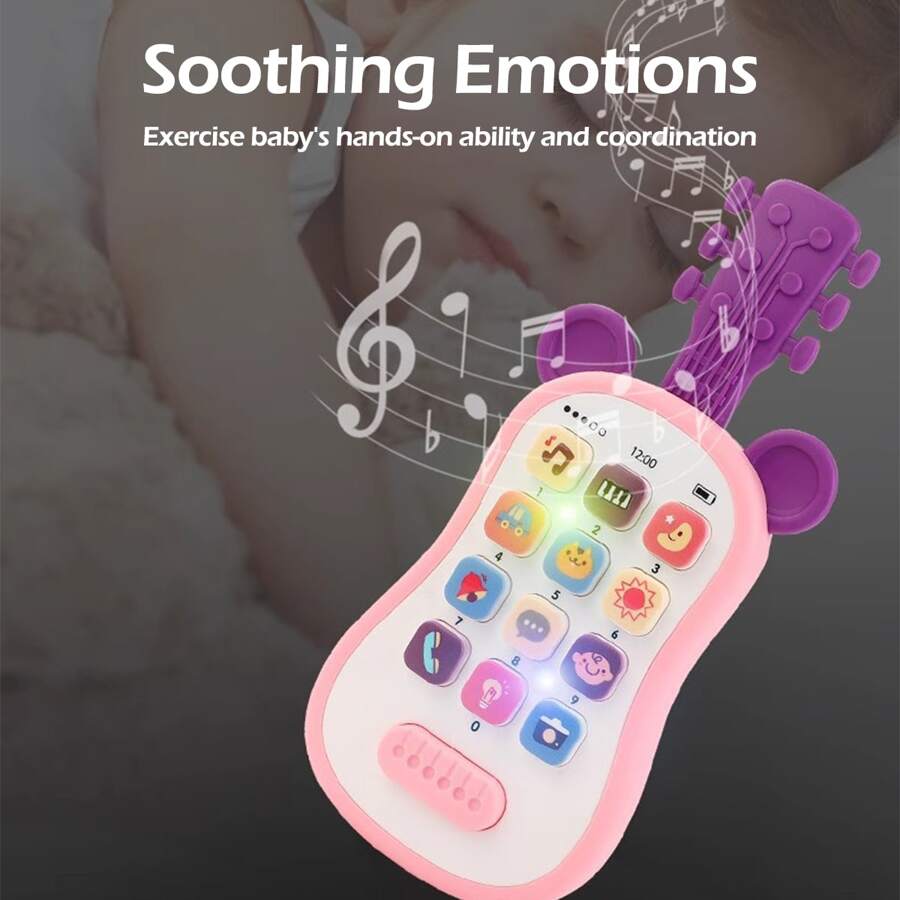 1 Stück Baby Frühpädagogisches Spielzeug Gitarren-Telefon Sound Spielzeug Multifunktionales Musik-Telefon für Kinder, analoge Telefone Geschichte Maschine als Geburtstagsgeschenk (Unterschiedliche Chargen können zu Zufälligkeit in der Außenverpackung führen)