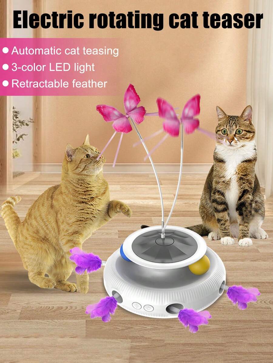Nouveau jouet électrique automatique pour chat de compagnie, baguette taquine à rotation 360° auto-joueuse intelligente pour améliorer l'exercice du chat