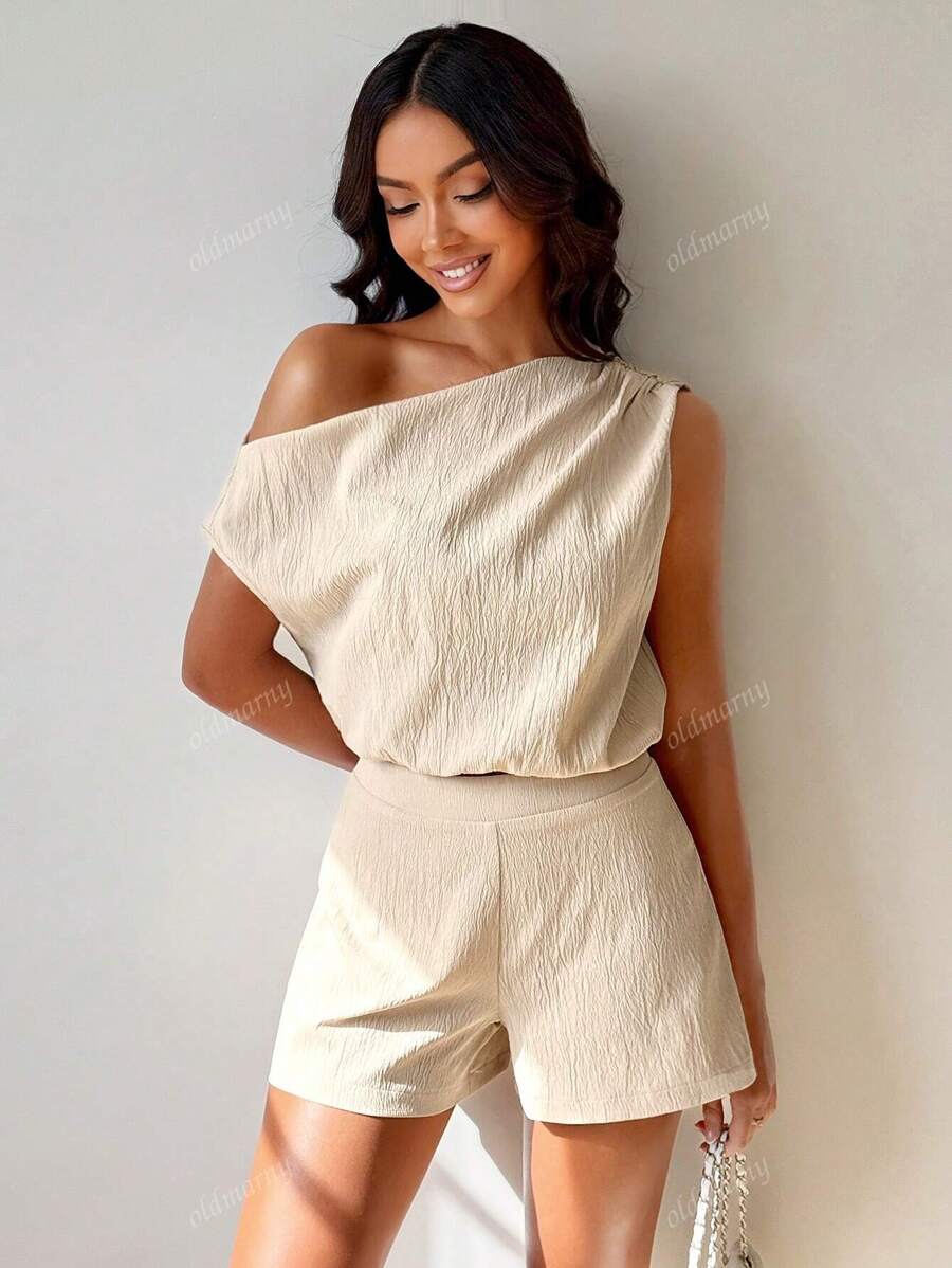 Ensemble deux-pièces élégant avec Top épaules dénudées et shorts pour femmes
