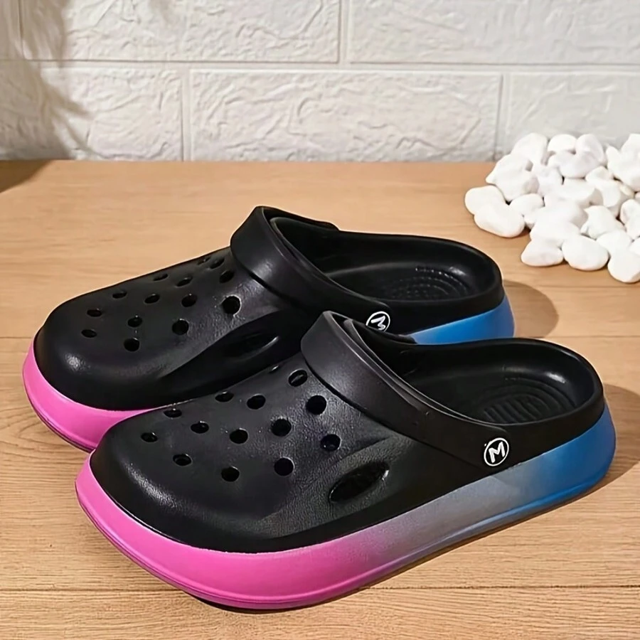 Women's Summer Perforated Shoes, Gradient Style, Anti-Slip, Wear-Resistant And Breathable, Fashionable