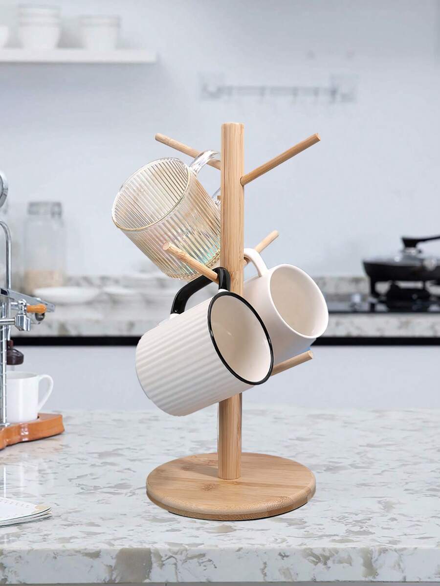 1 pezzo portamug da tavolo a forma di albero in legno, portamug a forma di albero di cactus per 6 tazze, supporto da cucina per tazze di caffè e tè, porta oggetti decorativo per ufficio e casa