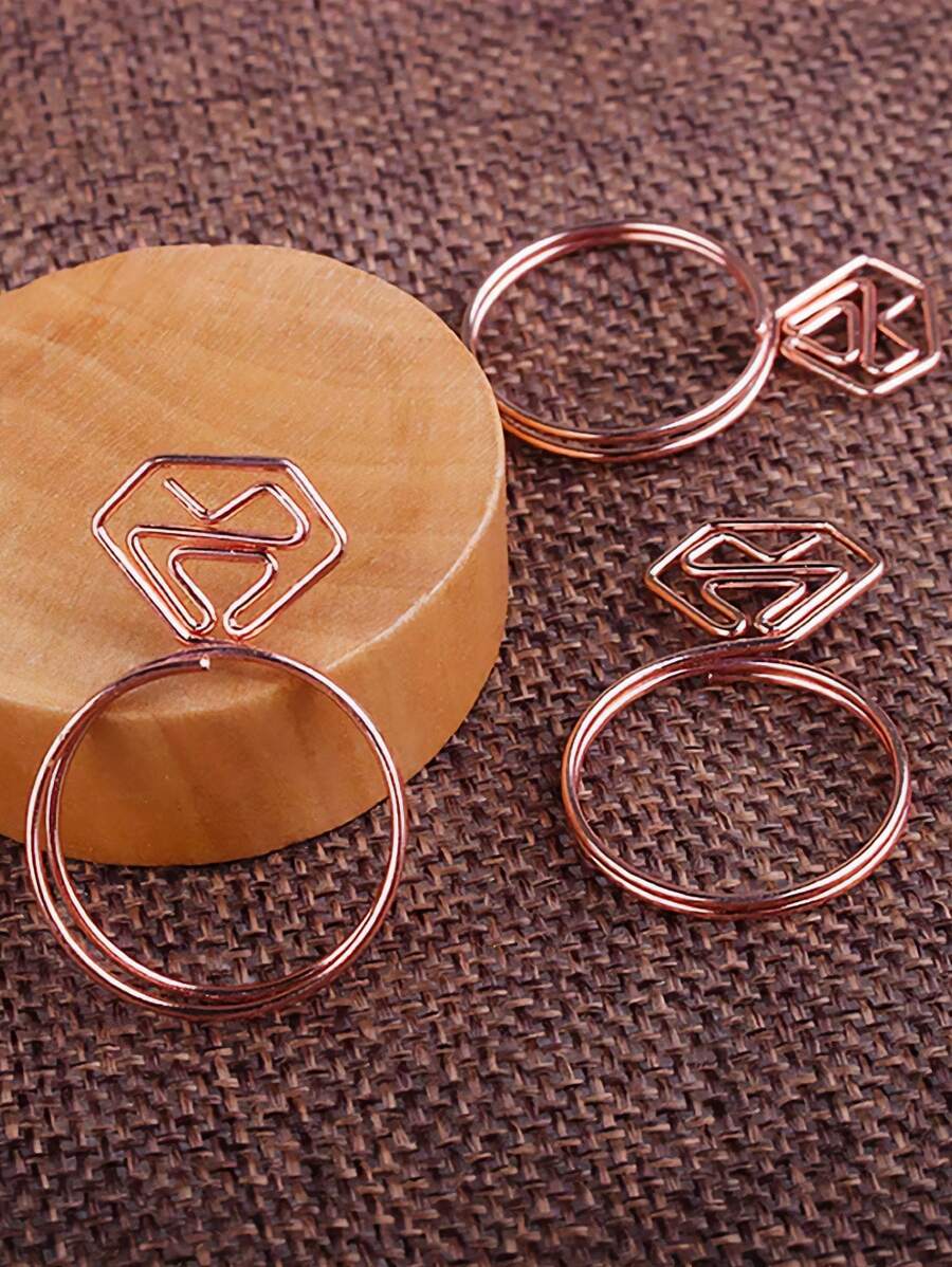 20PCS Diamond Ring Shape Paperclips With Clear Case, Rose Gold/Gold, Notepad Holder Fun Office Supplies College Gifts Wedding Decoration