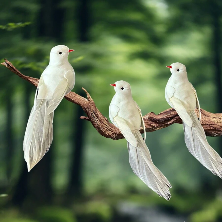 6PCS Simulation Feather White Pigeon, Simulation Pigeon Clip Decoration, Used For Gardening Decoration, Christmas Tree Decoration, Weddings, Flower Garlands, And Craft Props