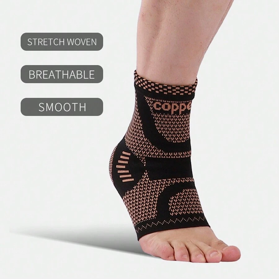 1pc Adjustable Copper Ankle Support Brace, Compression Sleeve For Basketball, Soccer And Hiking Sports Gym Accessories