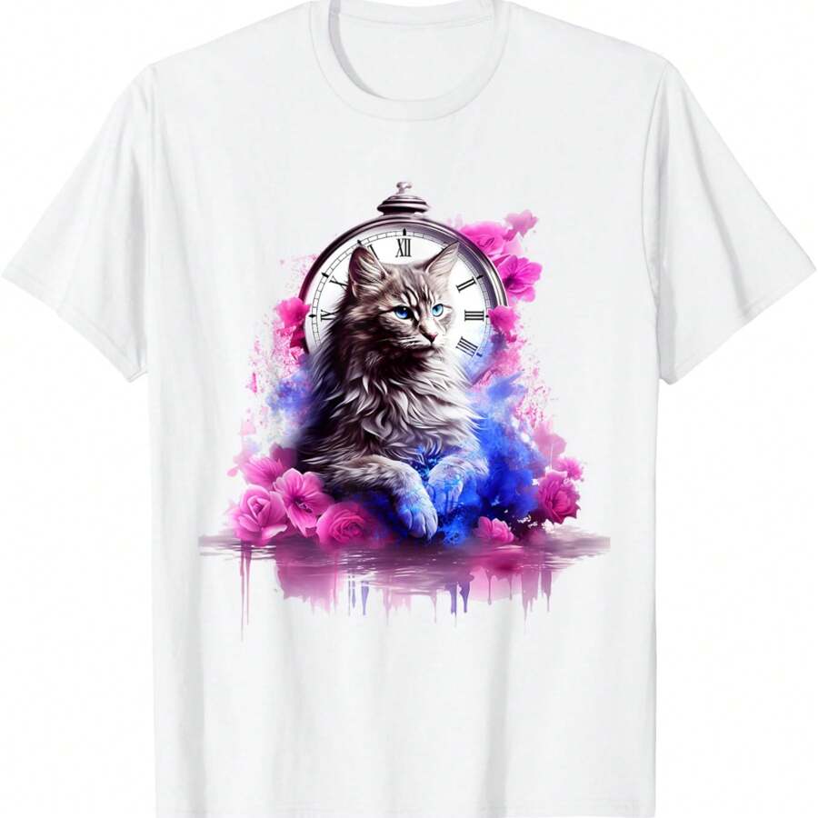 Cat Colorful Graphic Abstract Artwork Animal C At T-Shirt.Jpg