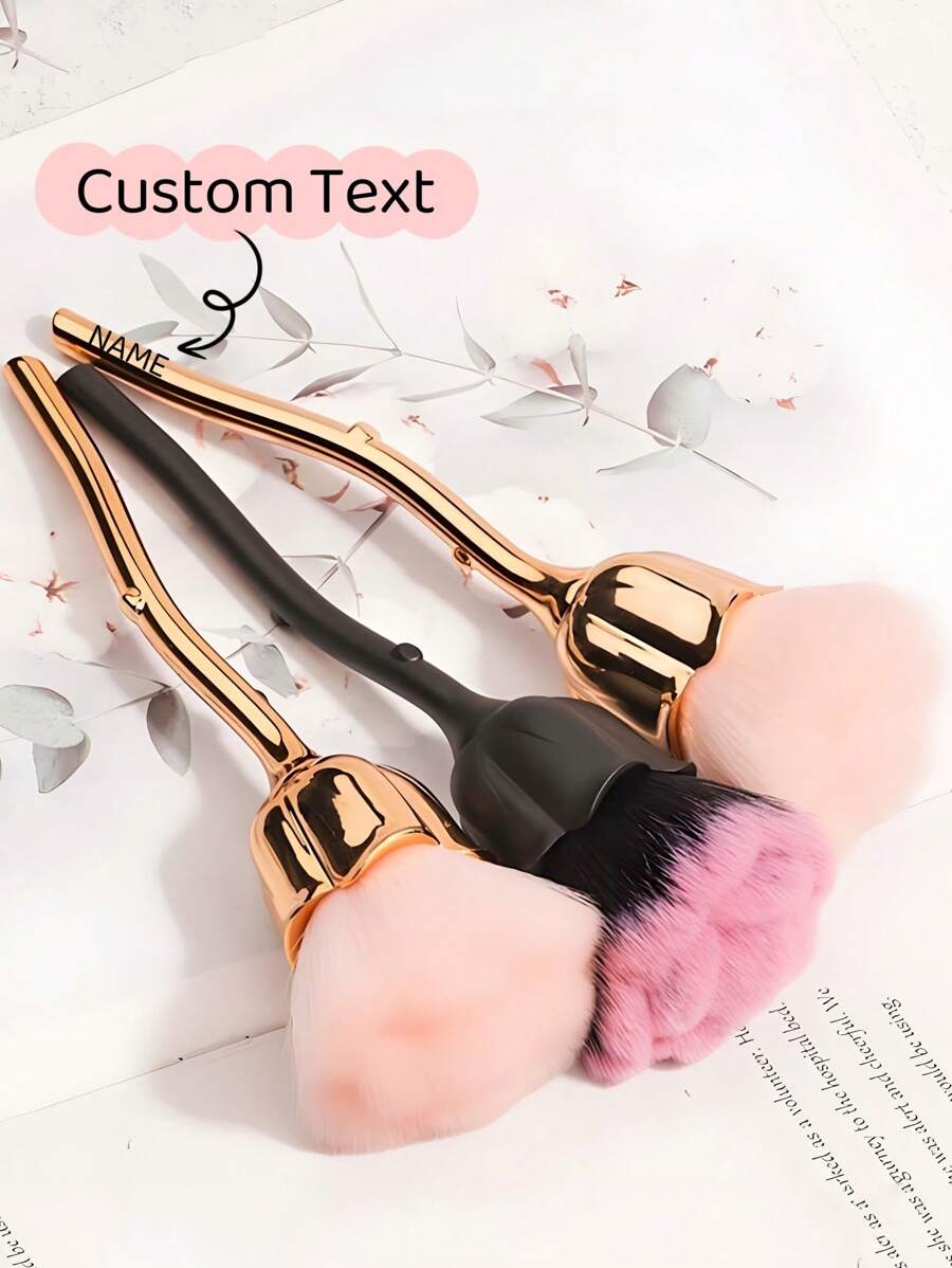 1 pezzo, Spazzola per unghie a forma di rosa personalizzabile, strumento per arte delle unghie, spazzola per lucidare e rimuovere la polvere, spazzola per la pulizia delle unghie, pennello per trucco personalizzato, pennello per cipria, pennello per bellezza, pennello per fard, per contouring, singolo strumento per il trucco