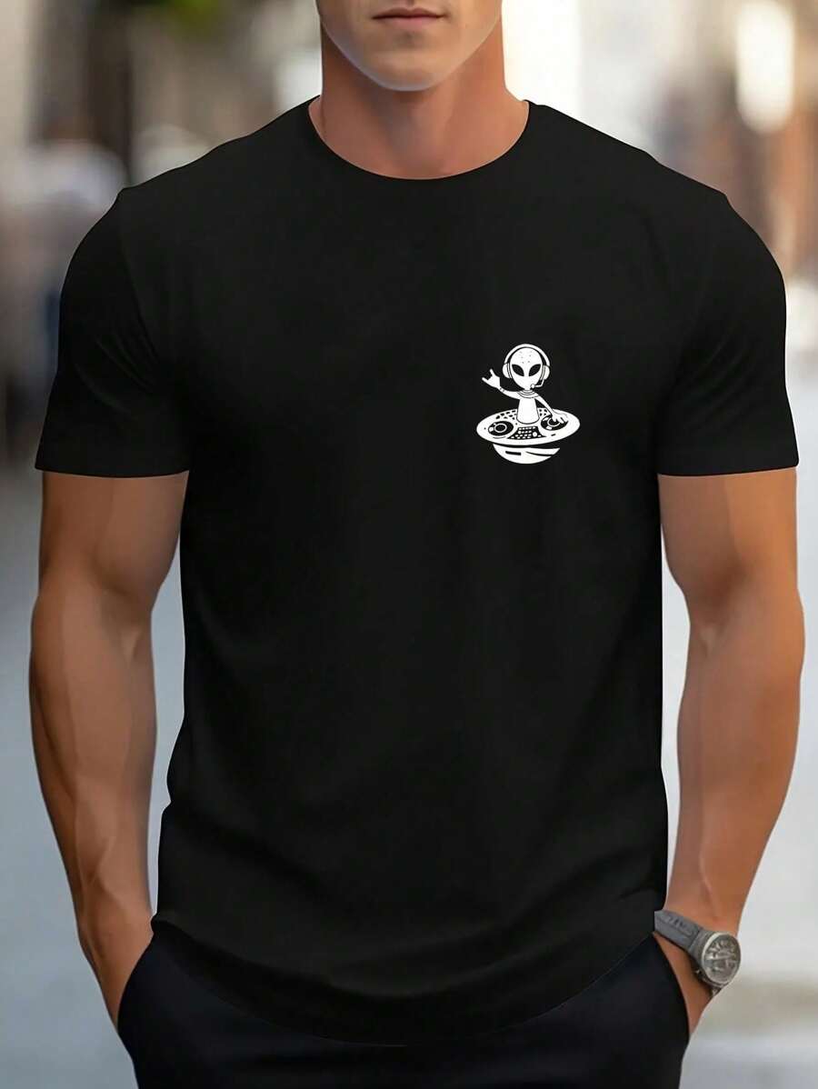Camiseta casual masculina de alien, camisetas de manga curta, roupas esportivas de verão ao ar livre