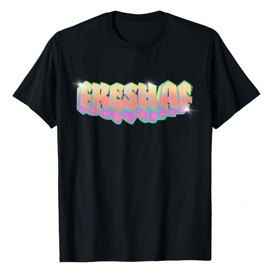 Pastel Goth Fresh AF Graffiti T-Shirt Women's Sports T-Shirt, Pure Cotton Short Sleeve