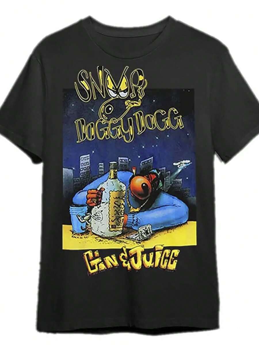 Dog Juice Rap1 Piece, 100% Cotton,Washed Printed T-Shirt, Seasonal Casual Men's T-Shirt, Round Neck Cotton Short-Sleeved T-Shirt, Christmas Gift.