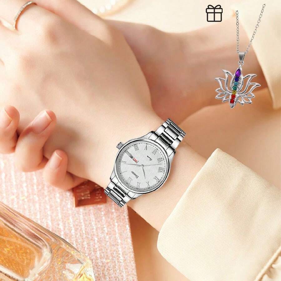 Deesio 1st Dames Quartz Roestvrijstalen Horloge, Casual Minimalistische Stijl, 30M Waterdicht, Mode
