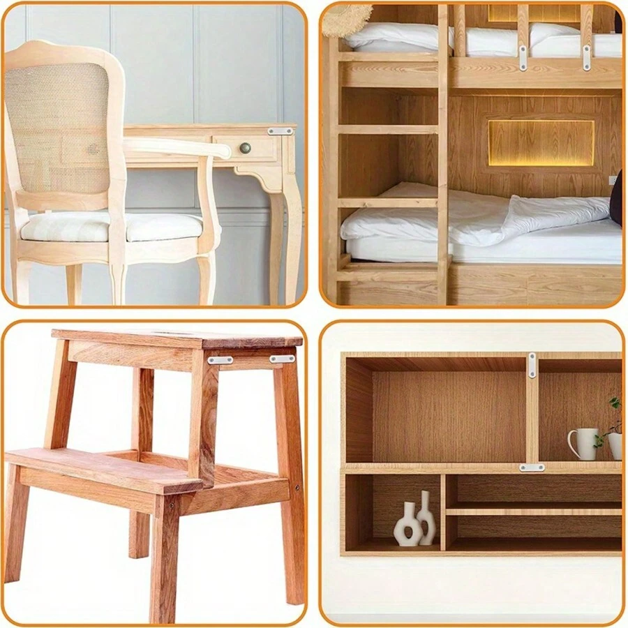 20 piezas de soportes rectos de acero inoxidable (0,6*1,4 pulgadas) Abrazaderas rectas planas, placa de conexión fija de metal, se pueden usar para reparar muebles, estanterías, mesas, patas de sillas, camas, etc. Con 80 piezas de tornillos