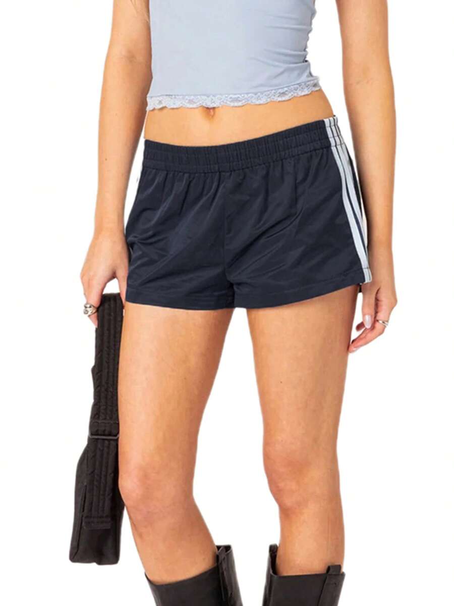 Stylish Women's 2025 Side-Stripe Summer Shorts - Elastic Waist Loose Fit Casual Short Pants For Workout & Outdoor Activities