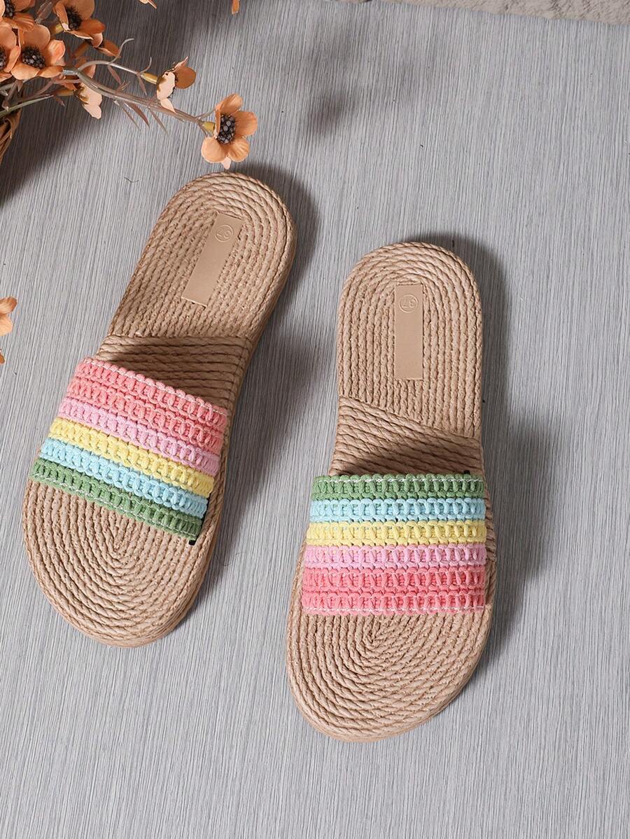 Women's Fashionable Bohemian Style Soft Bottom Comfortable Rope Slippers, New Beach Sandals For Summer