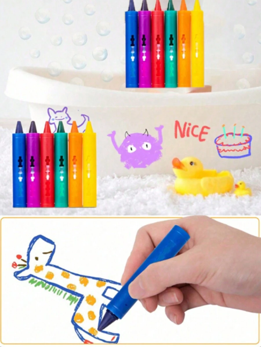 1 Set Of 6 Mixed Color Plastic Crayons, Washable And Erasable Multi-Functional Crayons, Suitable For Drawing