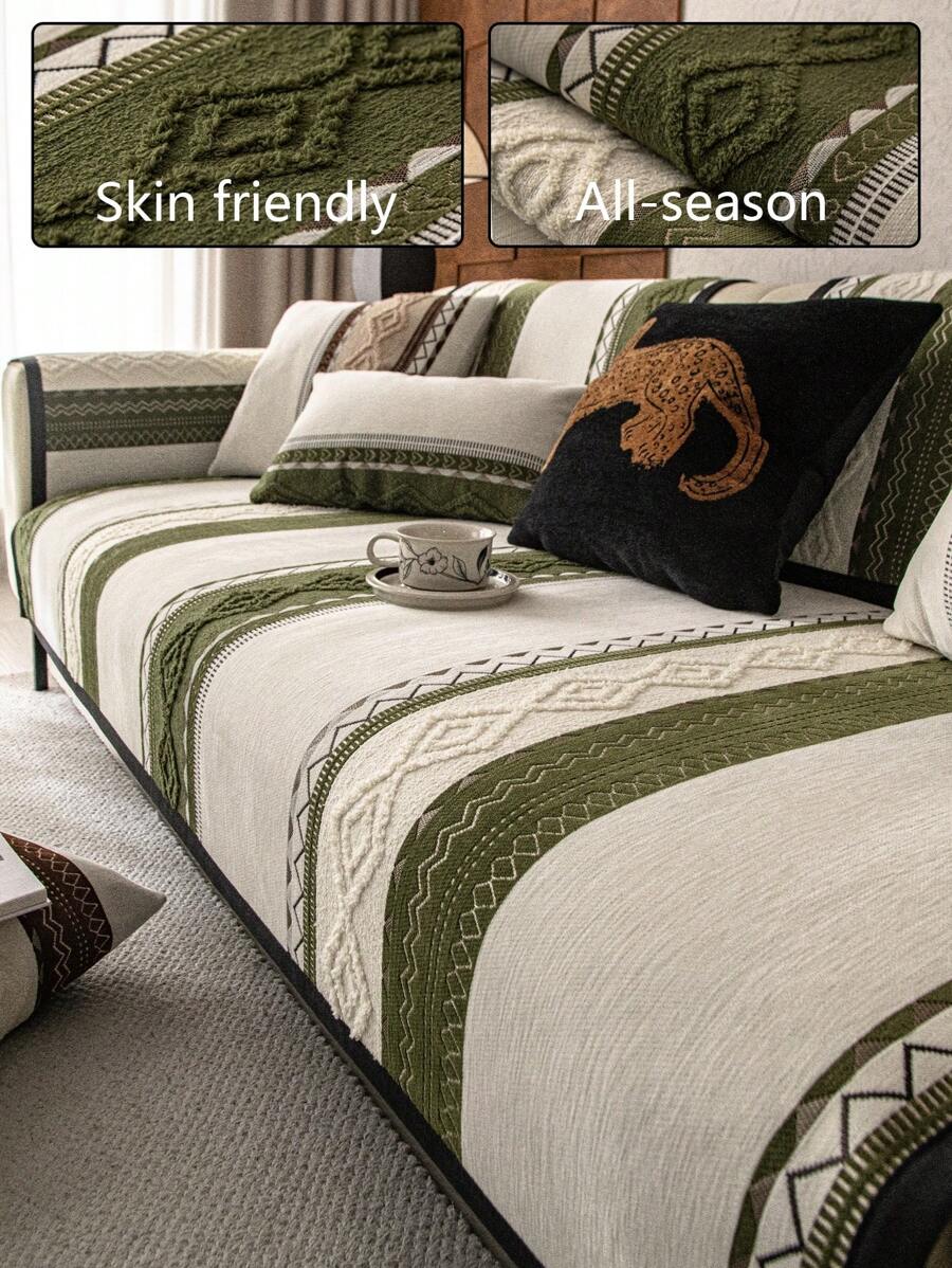 1 Stück Winter Dicke Plüsch Sofa Überwurf, Jacquard Plüsch Material, Anti-Staub Anti-Rutsch Sofa Abdeckung, Stil, Staubdicht, Waschbarer Sofa Decke, Warme Sofa Abdeckung für den Winter