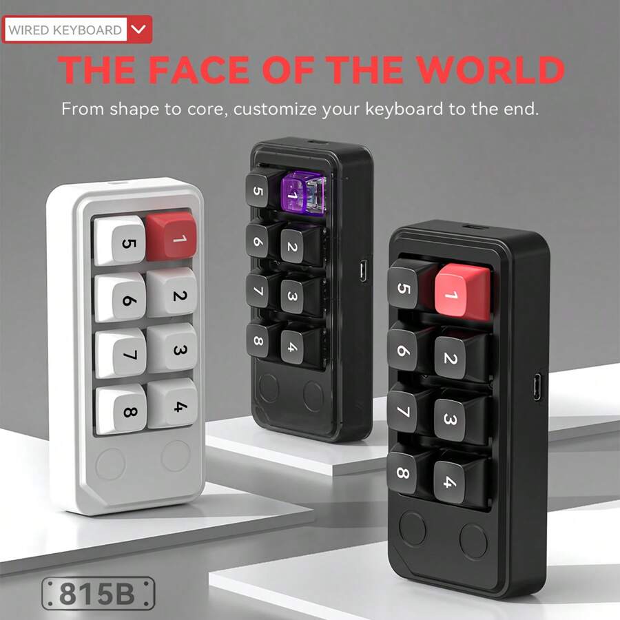 MKESPN MKESPN Portable USB Wired Mini Numeric Keyboard 8 Keys Hot Swappable Number Keypads RGB Backlit Programming Wired Gaming Keyboard For Win7/8/10/XP