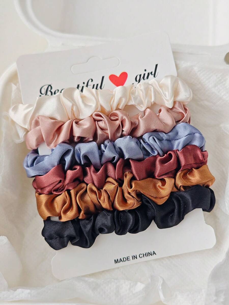 Set da 6 scrunchies in tessuto tinta unita, accessori per capelli semplici, casual e carini per code di cavallo, chignon, acconciature per capelli corti, elastici per capelli, accessori per capelli, fermacode, fasce elastiche per capelli