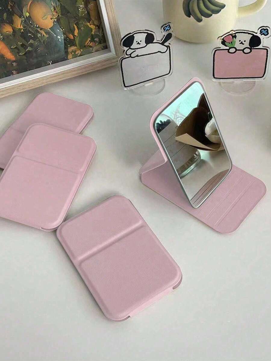2 Pieces Portable Makeup Mirror, PU Leather Small Mirror, Foldable, Travel Mirror, Suitable For Gifts, Travel Essentials, Makeup Essentials, Easy To Store Christmas, Suitable For Holiday Gifts