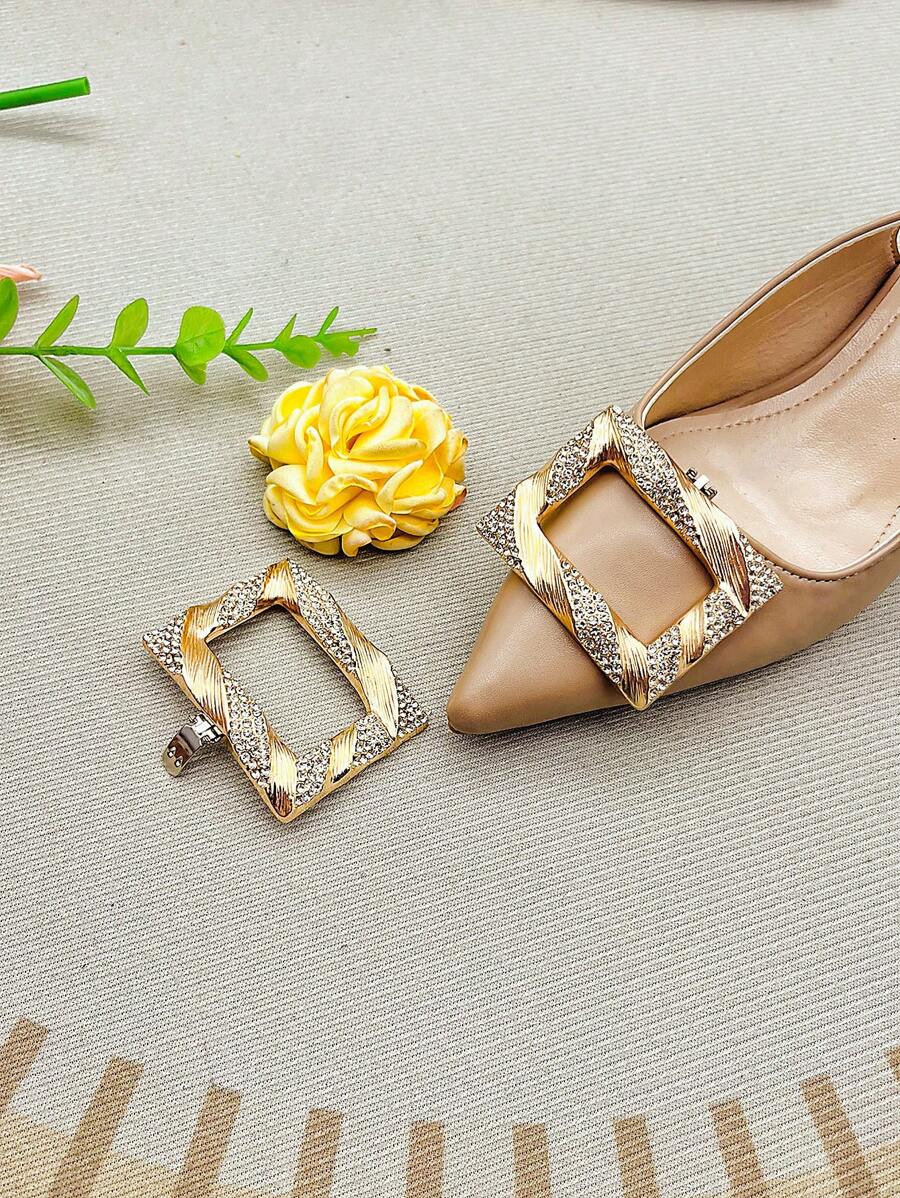 2pcs Detachable Crystal Shoe Clips, Shoe Accessories DIY Suitable For Office, Wedding Party, Various Shoes, Bags, Hats, Clothes Decorations, Women's Shoe Ornaments