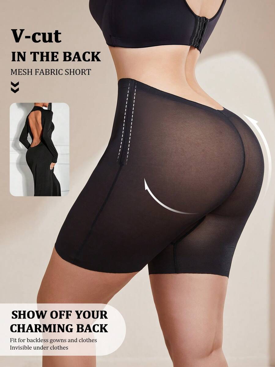 Pantalones cortos moldeadores femeninos con levantamiento de glúteos invisibles, sin espalda, de malla moderada e indetectable