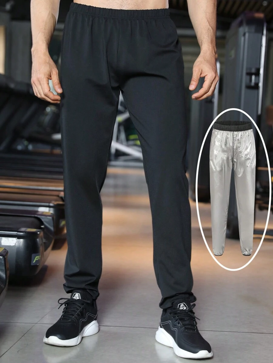 1 pezzo Pantaloni sauna da uomo, impermeabili e antivento, con vita elastica e morbidi, adatti per allenamenti, comfort e perdita di peso, per sport e palestra di boxe