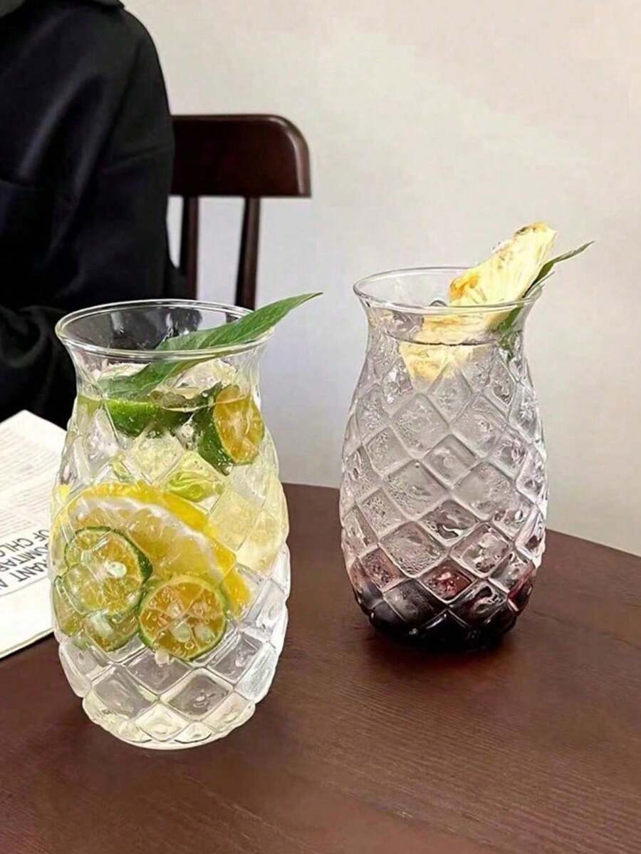 1 pieza Vaso de cóctel de piña helado de diseño creativo y viral en redes sociales, vaso para mezclar altamente atractivo con relieve 3D, para uso en bares y hogares