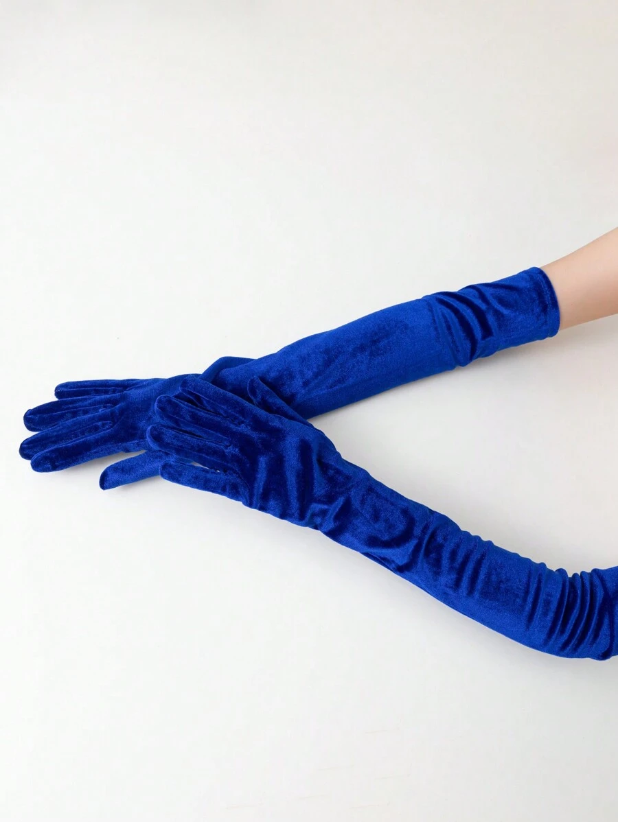 1 paire de gants noirs en velours sexy pour femmes, pour les soirées et les occasions formelles