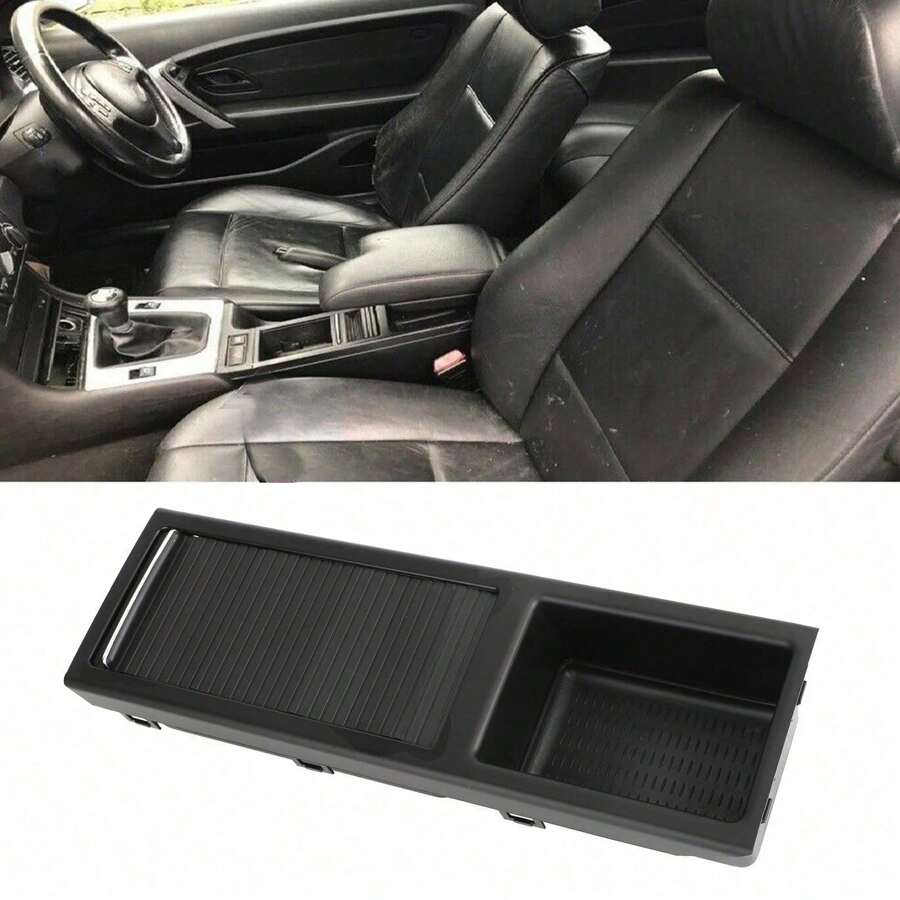 Portavasos de almacenamiento para consola central delantera, color negro, apto para BMW E46 3 Series 1998-2007