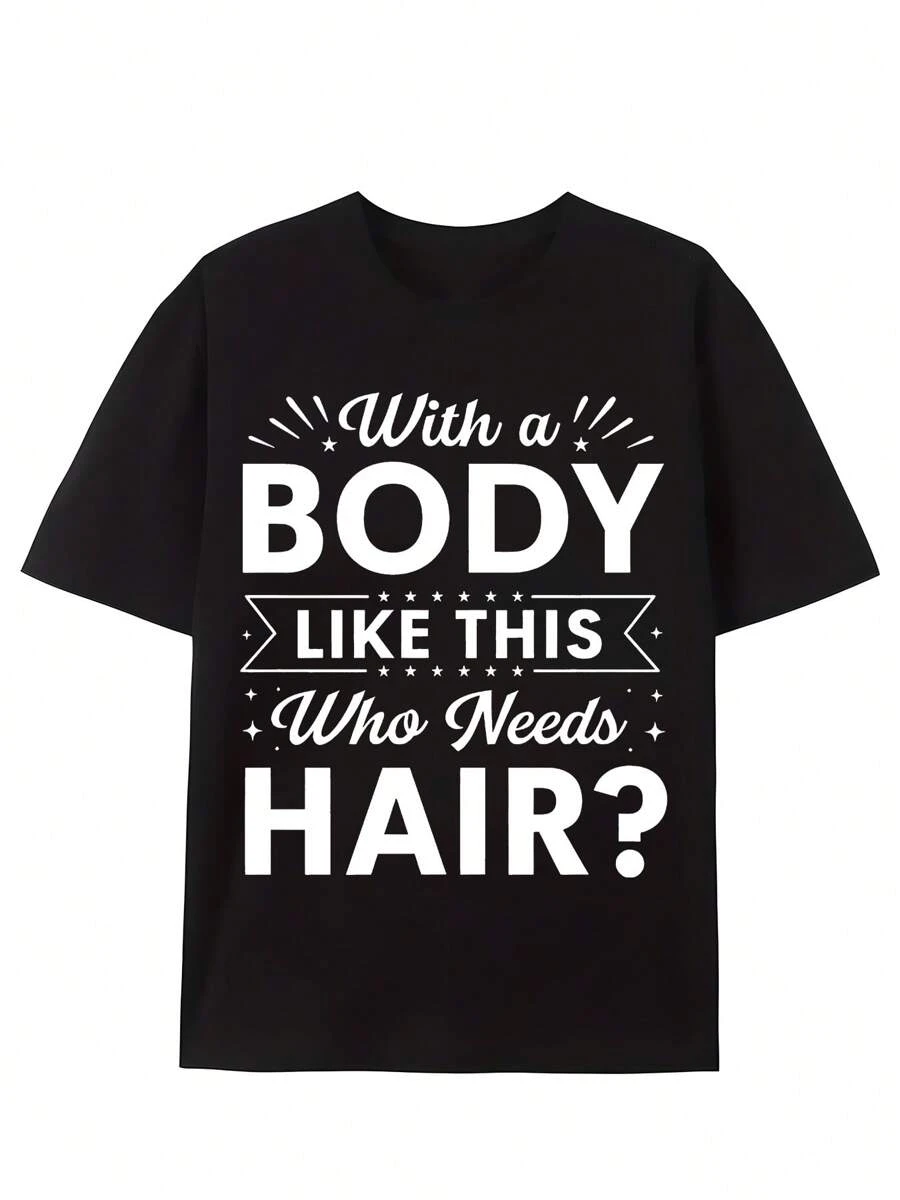 One Piece, 100% Cotton, Cool And Versatile Exquisite Letter Pattern T-Shirt, Men's Short Sleeved Printed T-Shirt, Round Neck High Street Pure Cotton Short Sleeved T-Shirt, Fashionable And T-Shirt, Holiday Gift
