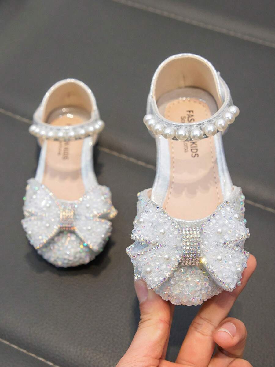 Pantofi Plati Copii Cu Fluture Drăguț Strass, Sclipitor