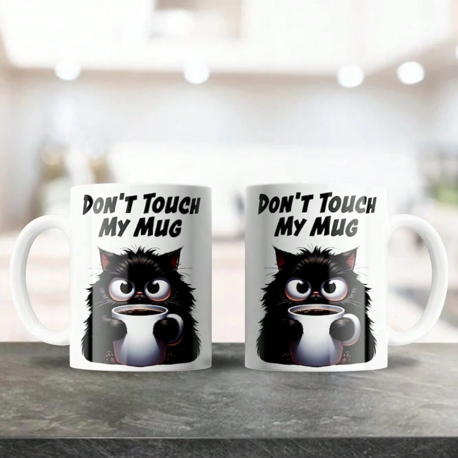 1pc 11oz Don't Touch My Mug Ceramic Coffee Mug, Washable Reusable, Funny Mug Milk Cup Coffee Cup Multi-Purpose Travel Mug Ideal Fun Gifts For Men Women, Unique Holiday Gifts