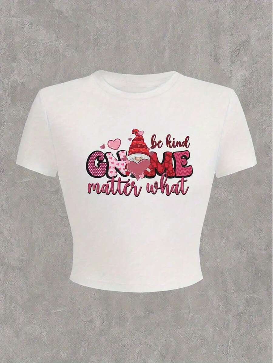 Letter Printed Short T-Shirt, Y2K Spring And Summer Short-Sleeved Crop Top, Women's Top