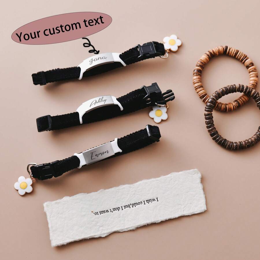 Customized Plush Fabric Pet Collar With Engraved Text, Double-Sided Fluffy Pet Anti-Lost Neck Strap, Adjustable Plush Dog Collar, Cat-Exclusive Leash Collar, Special Gift For Pet Lovers, Customized Pet Gift