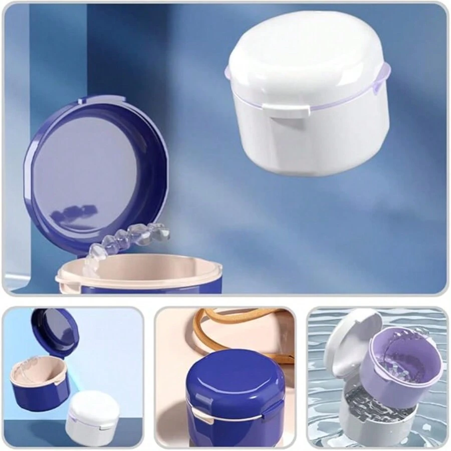 1pc Invisible Retainer Storage Box. Portable Orthodontic Orthodontics, Retainer Immersion Cleaning Box