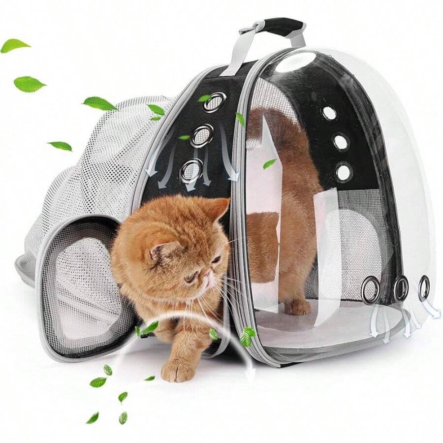 Cat Carrier Backpack, Bubble Expandable Backpack Carrier, Pets And Small Dogs,Airline-Approved, Designed For Travel, Hiking, Walking & Outdoor Use (Front Expandable-Pink)