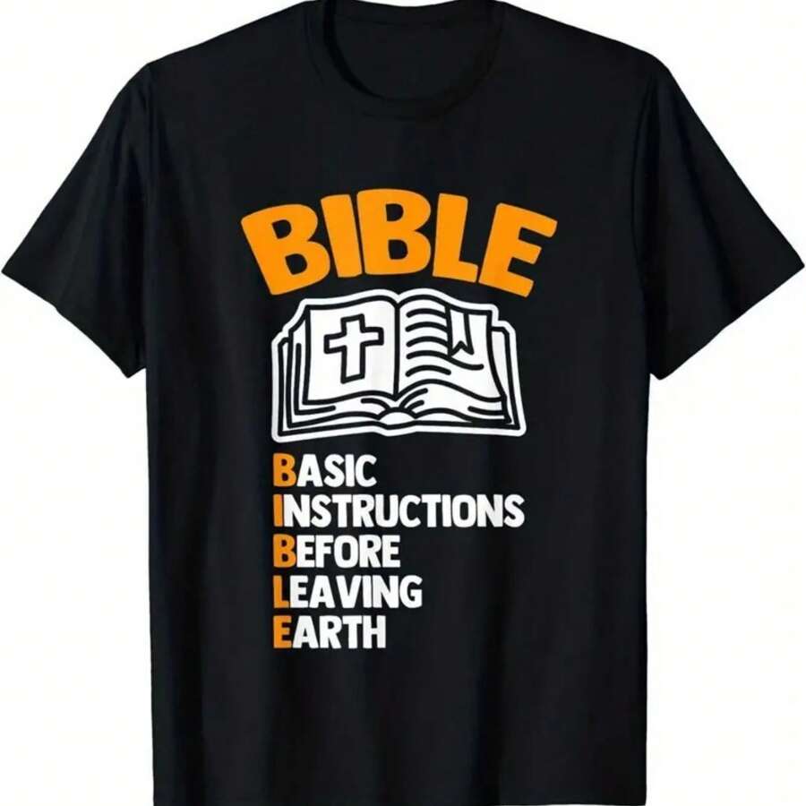 BIBLE BASIC INSTRUCTIONS BEFORE LEAVING EARTH Fashion Flat Digital Print Men's T-Shirt, Pure Cotton Comfortable Casual Wear, Design, High-Quality Short Sleeve