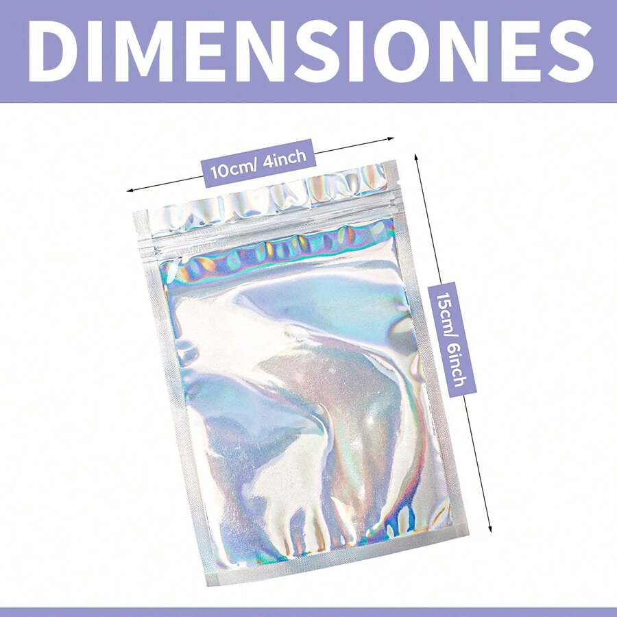 100PCS Bolsas Herméticas Resellables, Bolsas Holografica Reutilizables, a Prueba de Olores, Bolsas de Plástico con Cierre de Cremallera, para Dulces, Especias, Cables