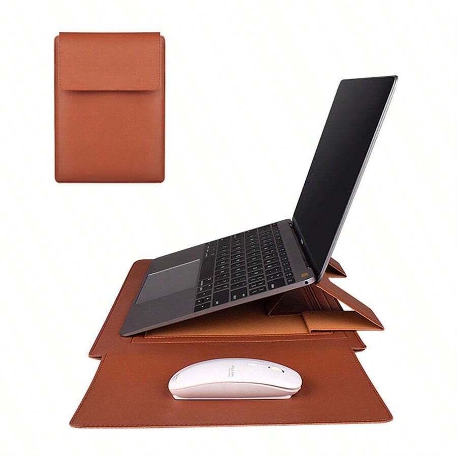 Capa Para Notebook Stand Macia De Couro PU Macbook Air Pro 13,3 e 15-16,2 Polegadas Bolsa