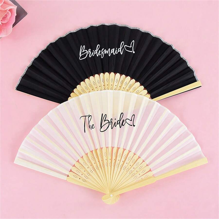 1/5pcs Bride Bridesmaid Hand Fan DIY Blank White Paper Bamboo Folding Fan Outdoor Wedding Party Souvenir Gift Foldable Bamboo Hand Fan Bridal Shower Decor Proposal Gifts